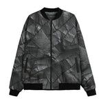 Bomber Jacket Black Leather Patchwork Texture Print