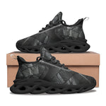 Sports Sneakers Black Leather Patchwork Texture Print