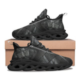 Sports Sneakers Black Leather Patchwork Texture Print