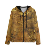 Men's Zip Up Hoodie Bronze Plate Textured Canvas