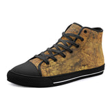 High-Top Canvas Shoes Bronze Plate Textured Canvas