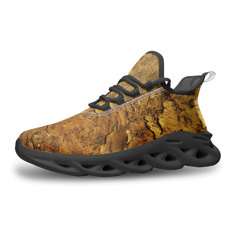 Sports Sneakers Bronze Plate Textured Canvas