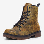 Leather Boots Bronze Plate Textured Canvas