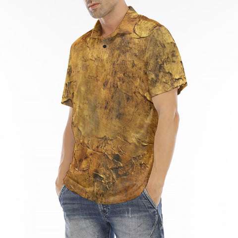 Men's Polo Shirt Bronze Plate Textured Canvas