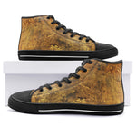High-Top Canvas Shoes Bronze Plate Textured Canvas