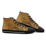 High-Top Canvas Shoes Bronze Plate Textured Canvas