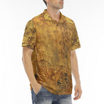 Men's Polo Shirt Bronze Plate Textured Canvas