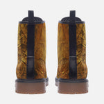 Leather Boots Bronze Plate Textured Canvas
