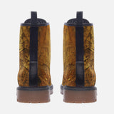 Leather Boots Bronze Plate Textured Canvas