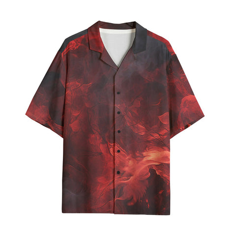 Hawaiian Shirt Red Flames and Smoke