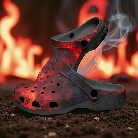 Classic Clogs Red Flames and Smoke