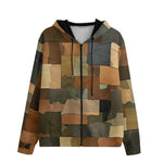 Men's Zip Up Hoodie Camouflage Patchwork