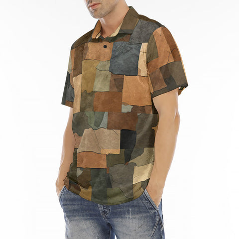 Men's Polo Shirt Camouflage Patchwork