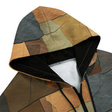 Men's Zip Up Hoodie Camouflage Patchwork