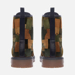 Leather Boots Camouflage Patchwork