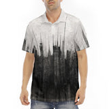 Men's Polo Shirt Watercolor Cityscape Painting