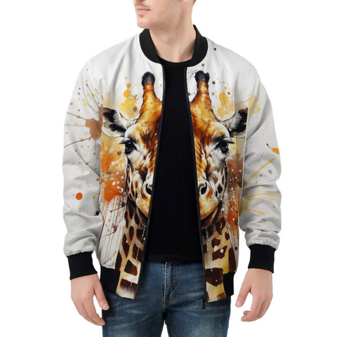 Bomber Jacket Watercolor Giraffe