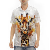 Men's Polo Shirt Watercolor Giraffe