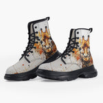 Casual Leather Chunky Boots Watercolor Giraffe