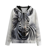 Men's Zip Up Hoodie Watercolor Zebra