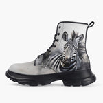 Casual Leather Chunky Boots Watercolor Zebra