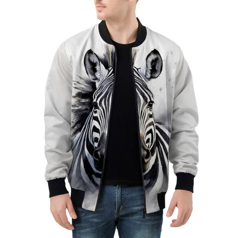 Bomber Jacket Watercolor Zebra