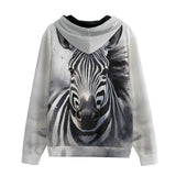 Men's Zip Up Hoodie Watercolor Zebra