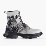 Casual Leather Chunky Boots Watercolor Zebra