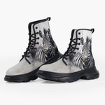 Casual Leather Chunky Boots Watercolor Zebra