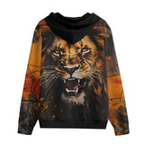 Men's Zip Up Hoodie Coloured Splashes Artwork Lion