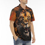 Men's Polo Shirt Coloured Splashes Artwork Lion