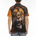 Men's Polo Shirt Coloured Splashes Artwork Lion