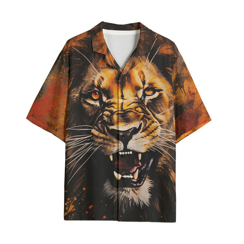 Hawaiian Shirt Coloured Splashes Artwork Lion