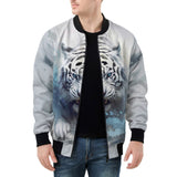 Bomber Jacket White Tiger with Blue Splashes