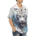 Hawaiian Shirt White Tiger with Blue Splashes