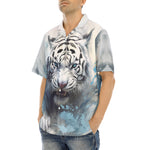 Hawaiian Shirt White Tiger with Blue Splashes