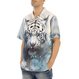 Hawaiian Shirt White Tiger with Blue Splashes