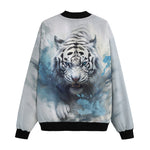 Bomber Jacket White Tiger with Blue Splashes