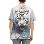 Hawaiian Shirt White Tiger with Blue Splashes