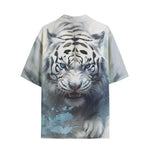 Hawaiian Shirt White Tiger with Blue Splashes