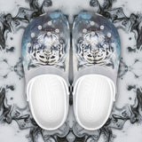 Classic Clogs White Tiger with Blue Splashes