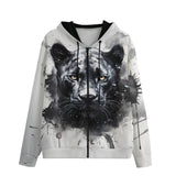 Men's Zip Up Hoodie Panther Watercolor Paint