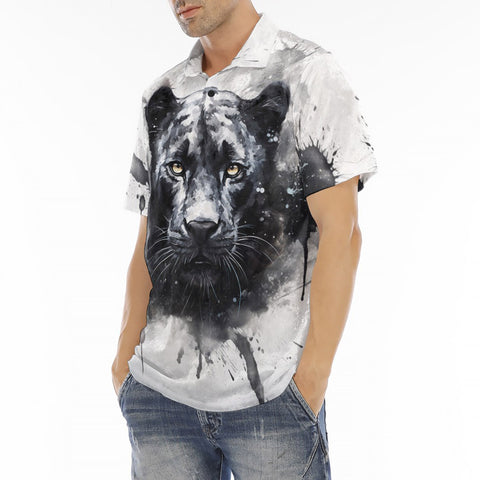 Men's Polo Shirt Panther Watercolor Paint