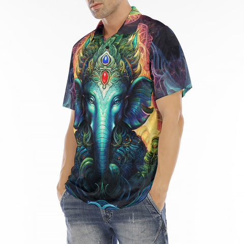 Men's Polo Shirt Psychedelic Ganesha Art