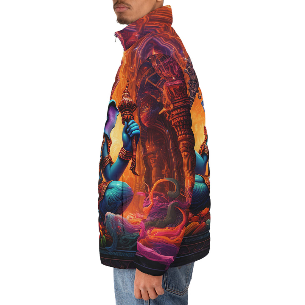 Down Padded Puffer Jacket Hindu God Ganesha CoolWear