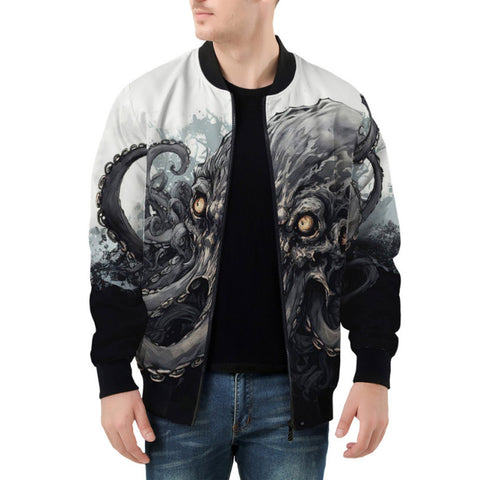 Bomber Jacket Black Octopus Monster