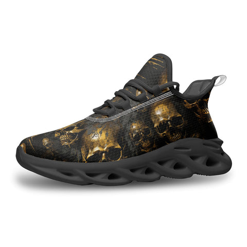 Sports Sneakers Golden Skull Motifs