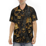 Men's Polo Shirt Golden Skull Motifs