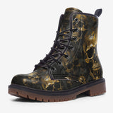 Leather Boots Golden Skull Motifs