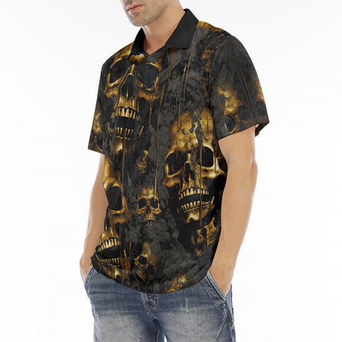 Men's Polo Shirt Golden Skull Motifs